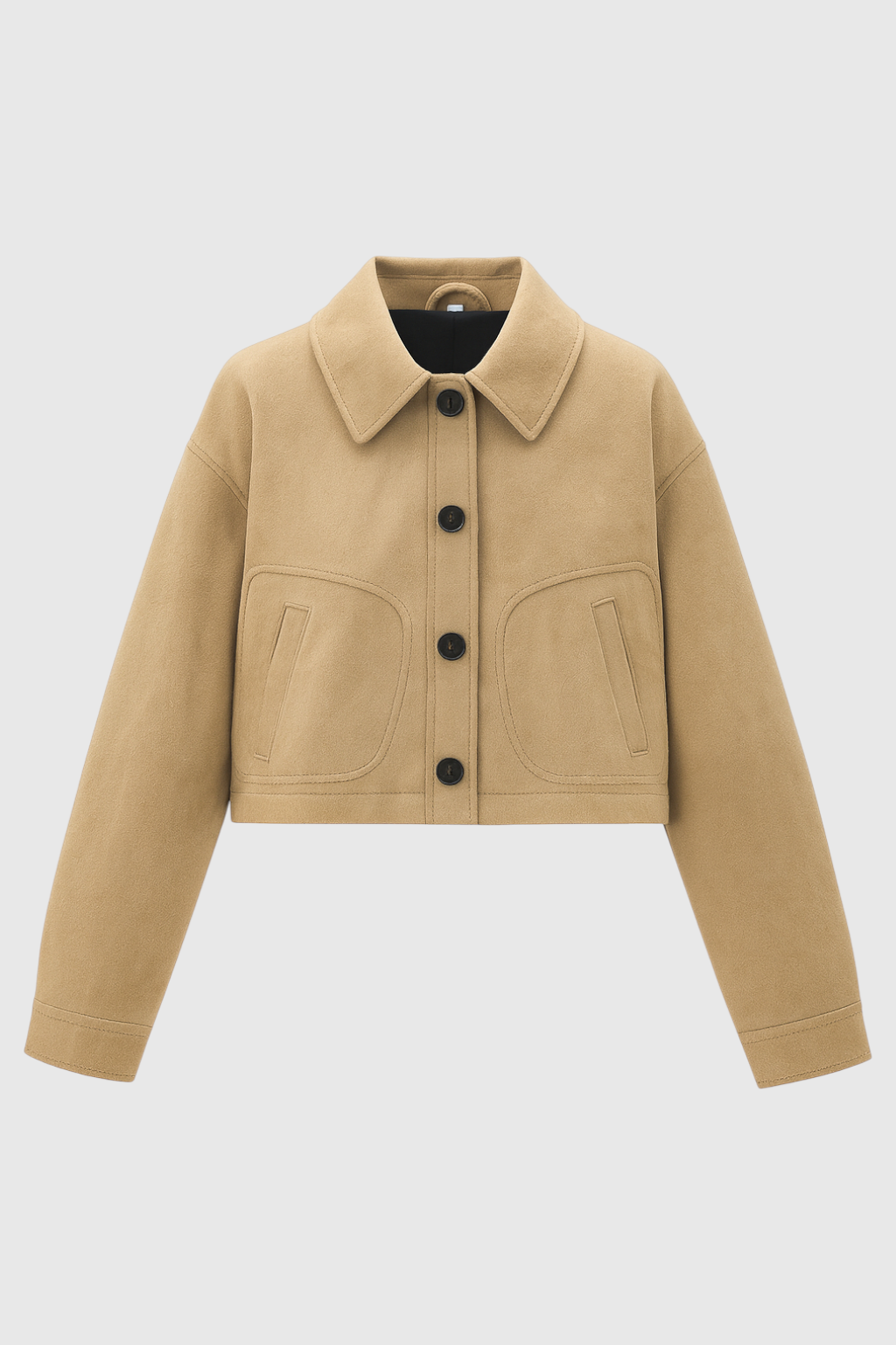 Jacket : Women's Retro Short Jacket in Khaki van Vanda Liamo