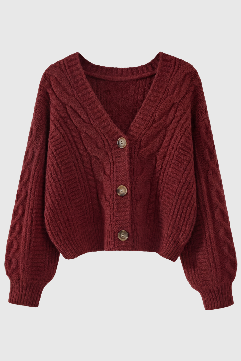 Cardigan : Women's Red V-Neck Knit Cardigan Sweater - Soft & Stylish in Red One Size van Vanda Liamo