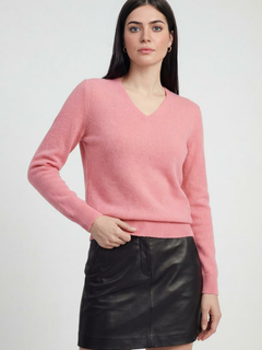 Women's Pink V-Neck Sweater