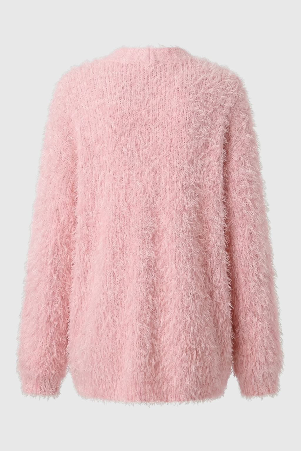 Cardigan : Women's Pink Acrylic Knit Button-Front Warm Cardigan Sweater in van Vanda Liamo