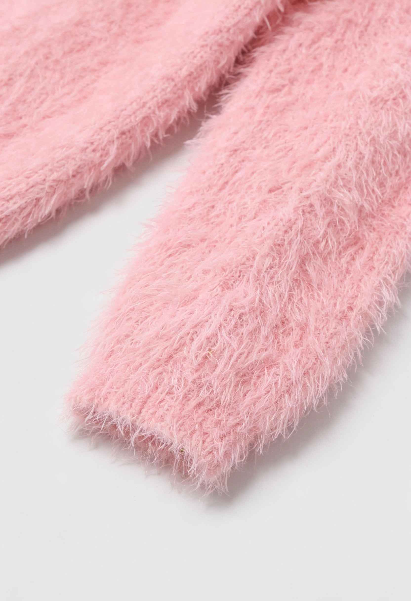 Cardigan : Women's Pink Acrylic Knit Button-Front Warm Cardigan Sweater in van Vanda Liamo