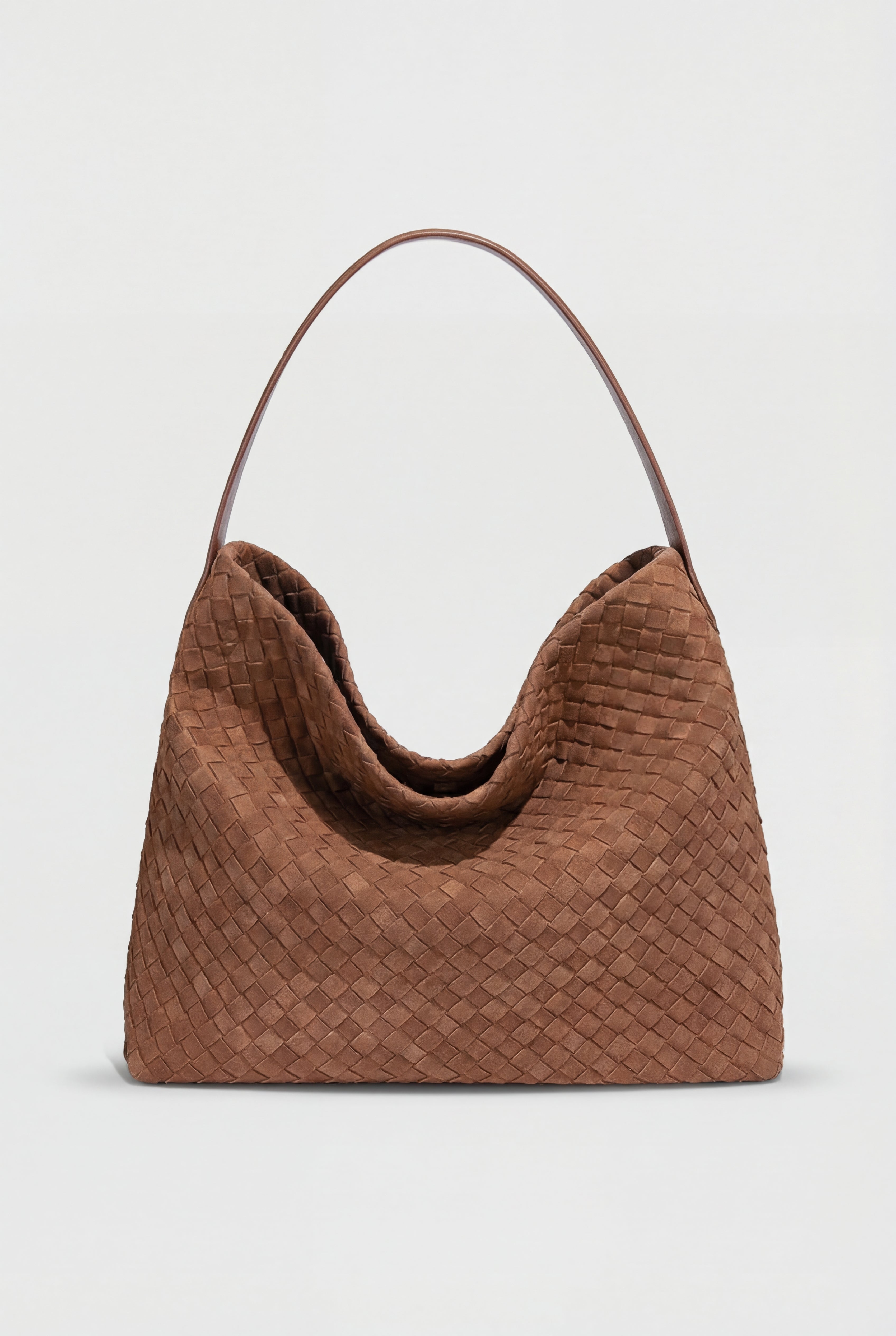 Handbags : Women's Black Soft Suede-Texture Tote Bag, Roomy Design - Premium Quality, Fast Shipping in Brown Regulier van Vanda Liamo