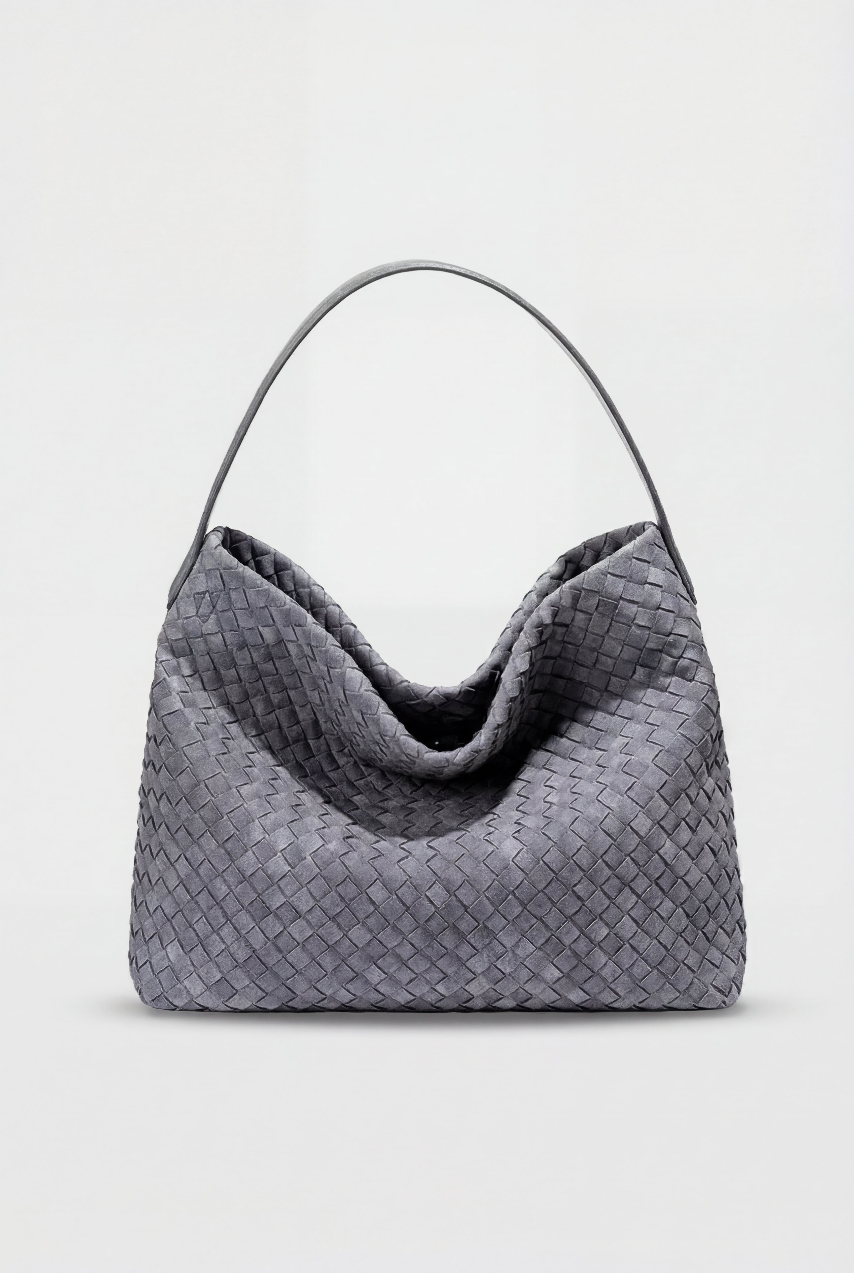 Handbags : Women's Black Soft Suede-Texture Tote Bag, Roomy Design - Premium Quality, Fast Shipping in Grey Regulier van Vanda Liamo