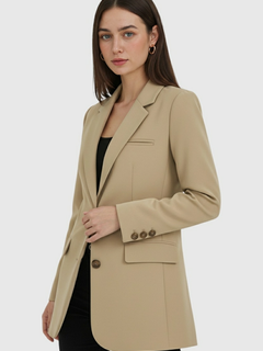 Women's Slim Fit Beige Blazer Jacket - Lightweight & Stylish