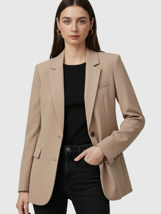 Women's Slim Fit Khaki Blazer Jacket - Lightweight & Stylish for Business Casual