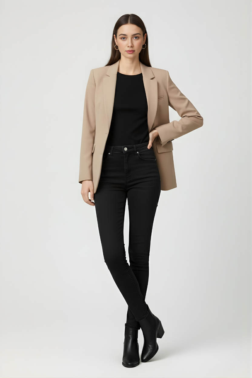 Coat : Women's Slim Fit Khaki Blazer Jacket - Lightweight & Stylish for Business Casual in van Vanda Liamo