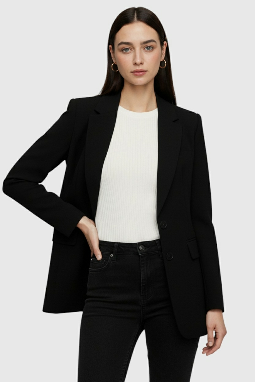 Coat : Women's Slim Fit Black Blazer Jacket - Professional & Stylish in van Vanda Liamo