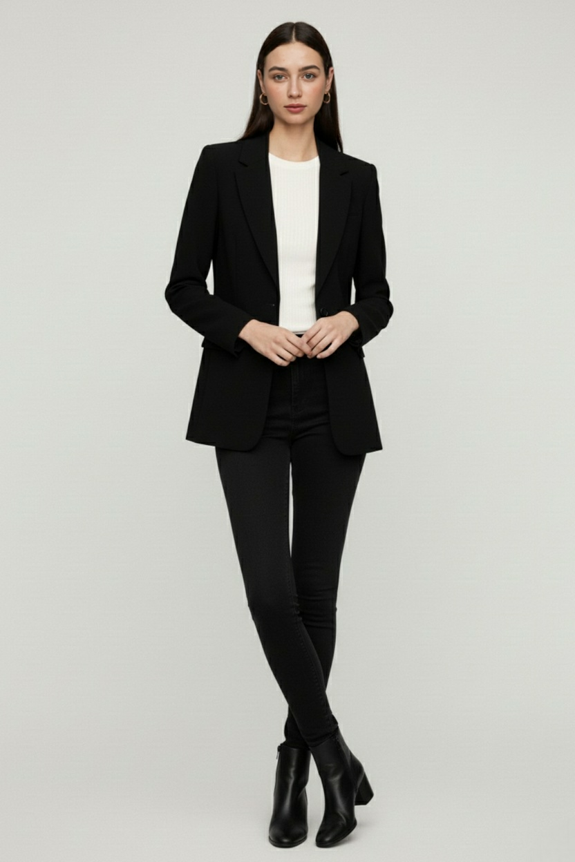 Coat : Women's Slim Fit Black Blazer Jacket - Professional & Stylish in van Vanda Liamo