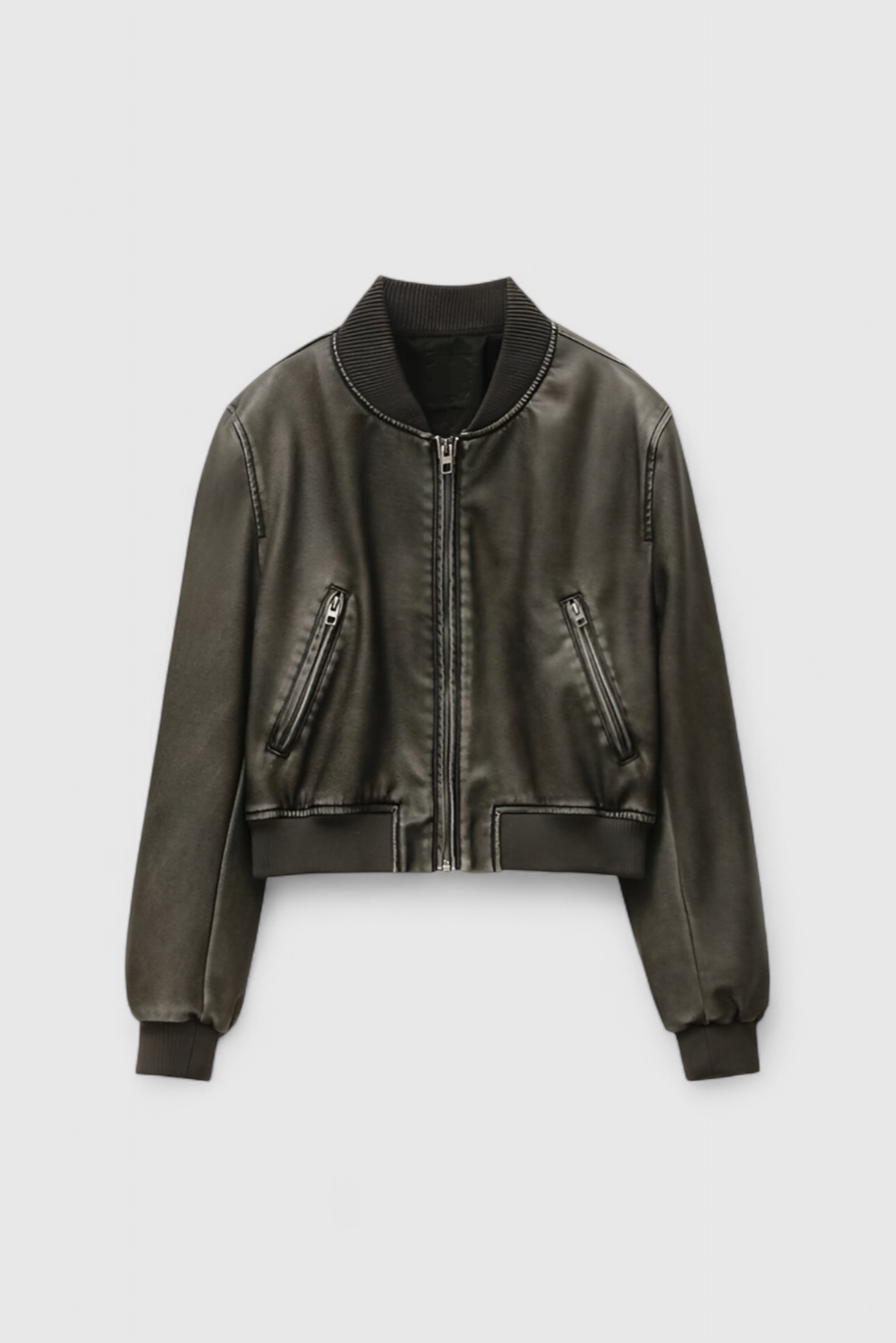 Jacket : Women's Vintage Faux Leather Bomber Jacket - Classic Style, S-XL in Black van Vanda Liamo