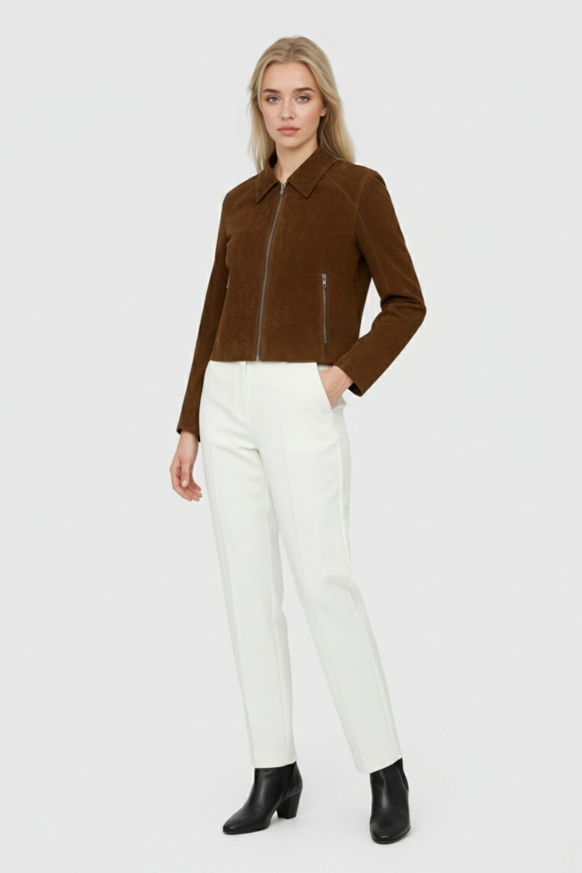 Jacket : Jacket for Women - Vintage Style Short Denim Jacket with Pockets in van Vanda Liamo