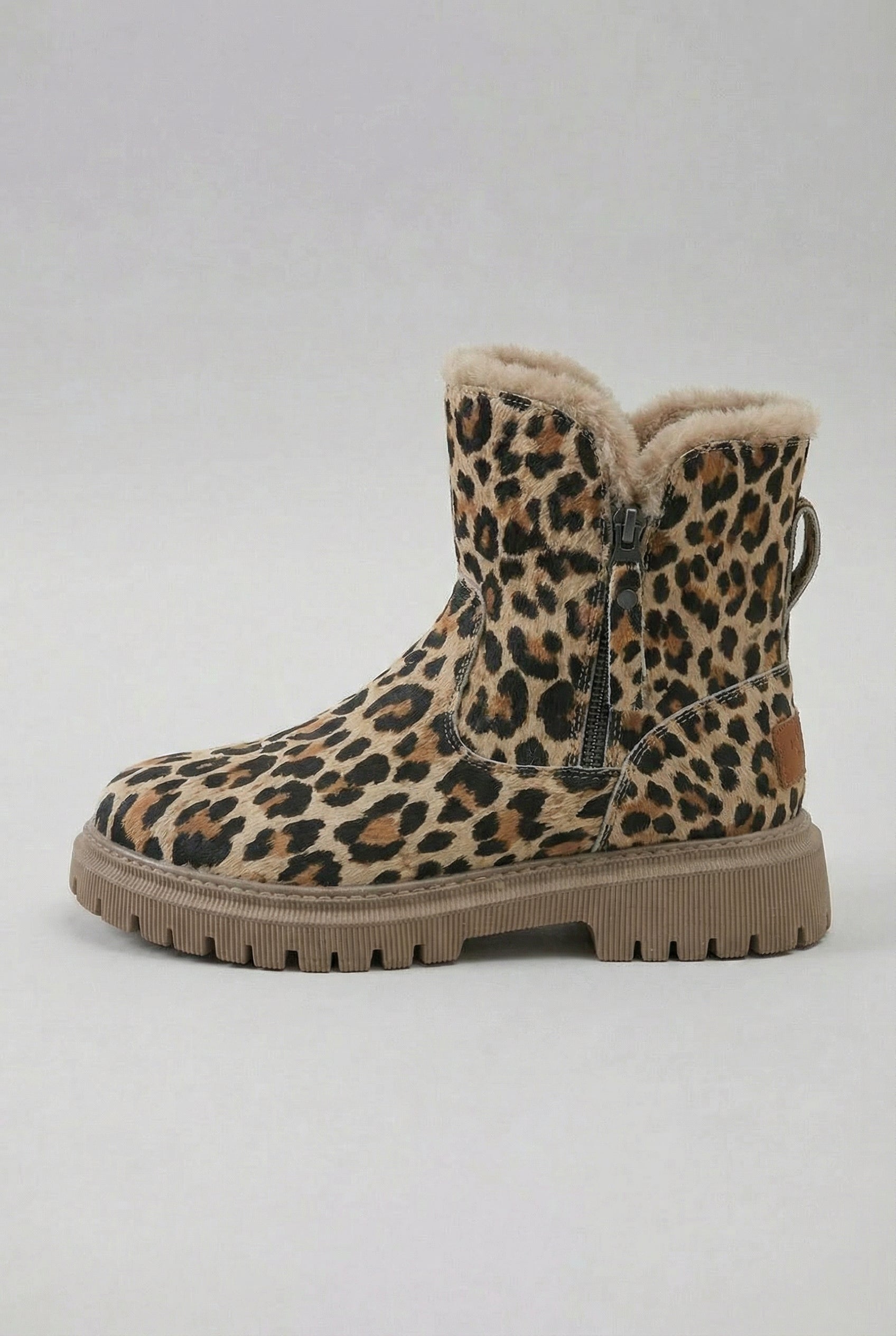 Women's Boots : Women's Warm Leopard Ankle Boots with Non-Slip Sole in van Vanda Liamo