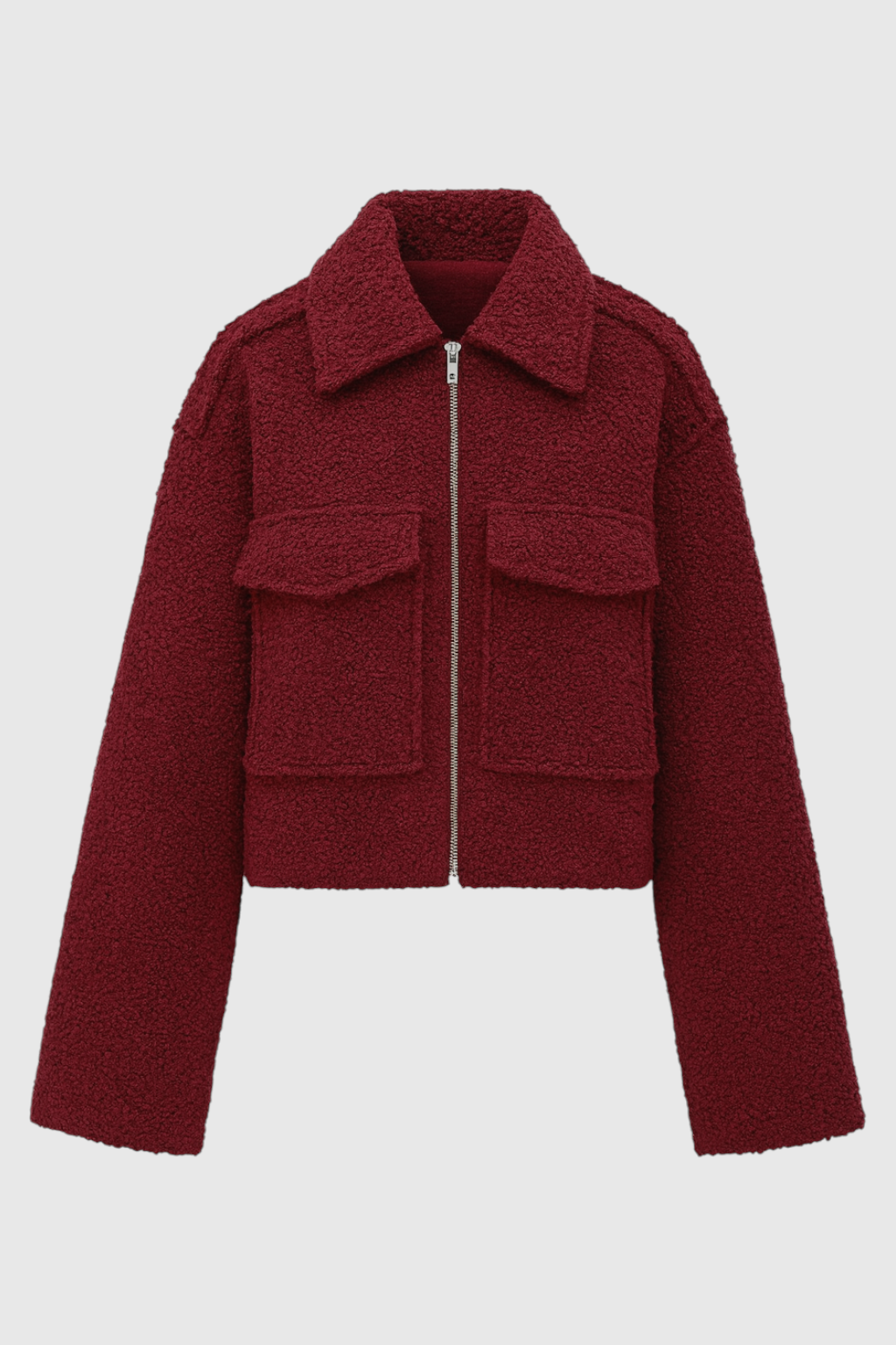 Jacket : Women's Wine Red Full-Zip Fleece Jacket - Soft & Warm in Wine Red van Vanda Liamo