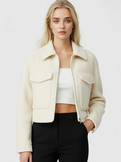 Women's White Zip-Up Jacket