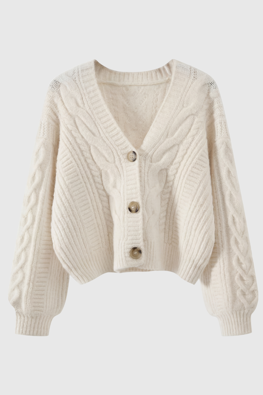 Cardigan : Women's White V-Neck Knit Cardigan Sweater - Lightweight & Soft in White One Size van Vanda Liamo