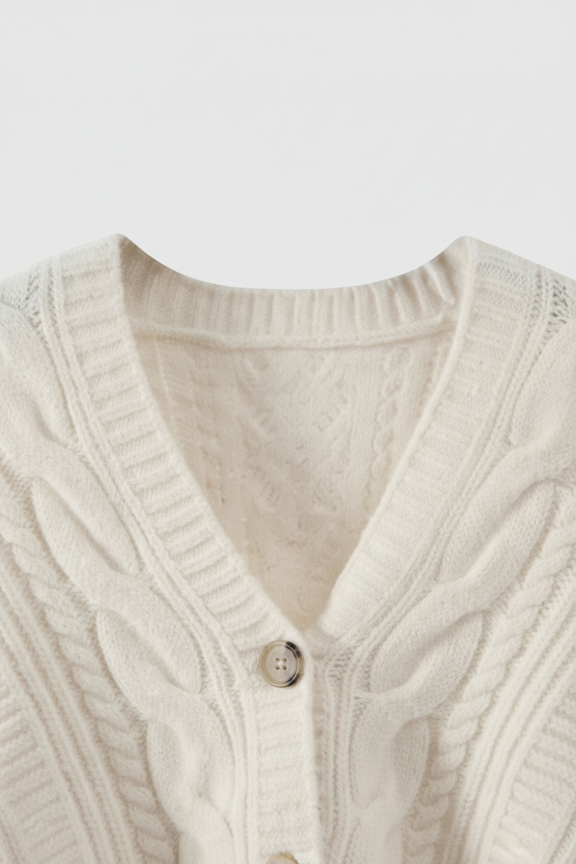 Cardigan : Women's White V-Neck Knit Cardigan Sweater - Lightweight & Soft in van Vanda Liamo