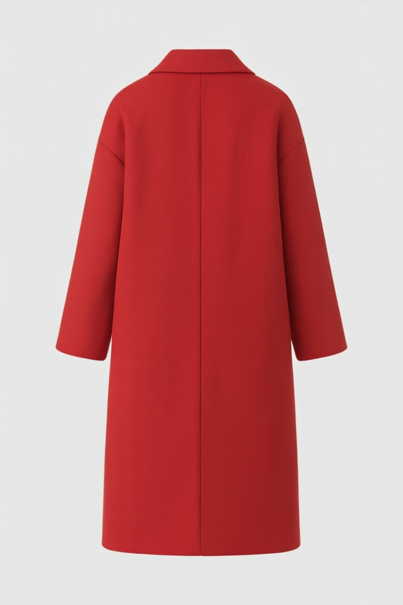 Coat : Women's Red Loose Fit Casual Coat in van Vanda Liamo