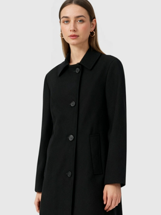 Women's Black Loose Fit Casual Coat