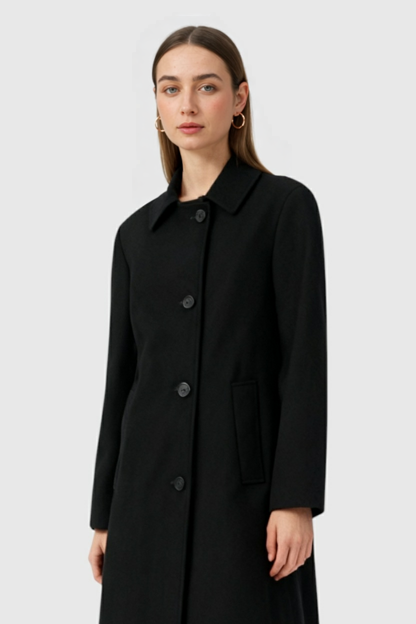 Coat : Women's Black Loose Fit Casual Coat in van Vanda Liamo