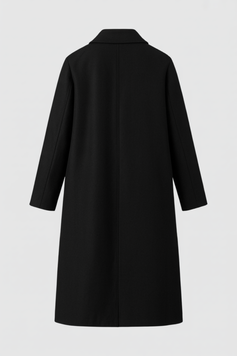 Coat : Women's Black Loose Fit Casual Coat in van Vanda Liamo