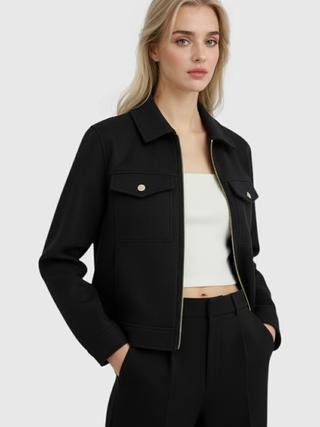 Women's Black Soft Zip-Up Jacket