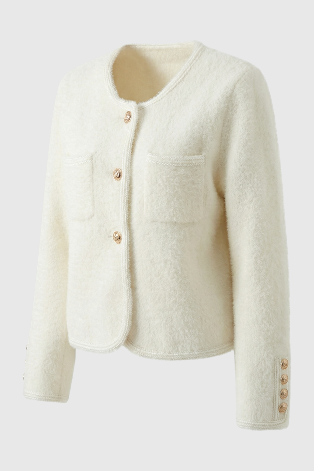 Cardigan : Women's White Soft Knit Crew Neck Cardigan Sweater - Lightweight & Comfortable in van Vanda Liamo