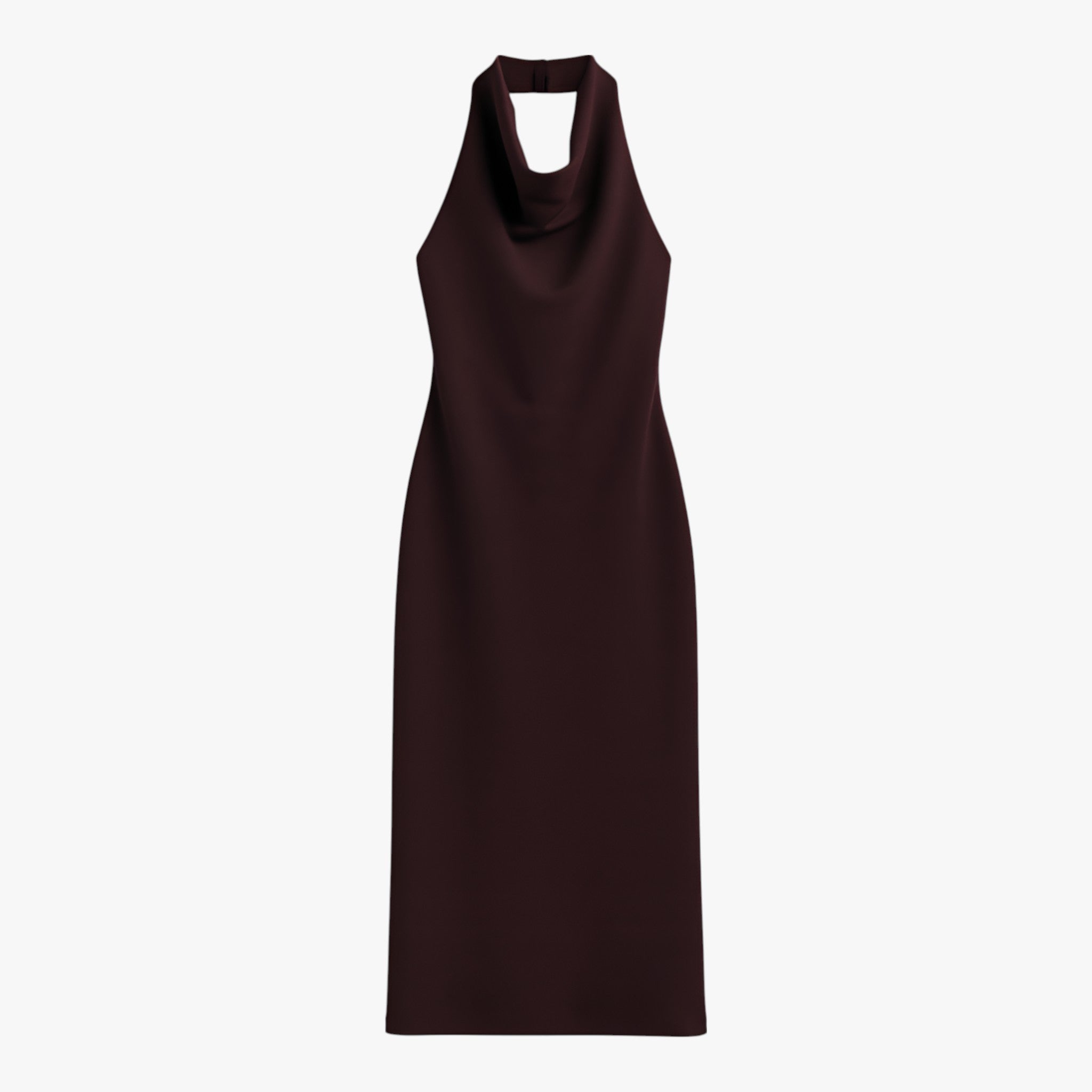 Dresses : Women's Brown Backless Midi Summer Dress - Flowy & Lightweight in Brown van Vanda Liamo