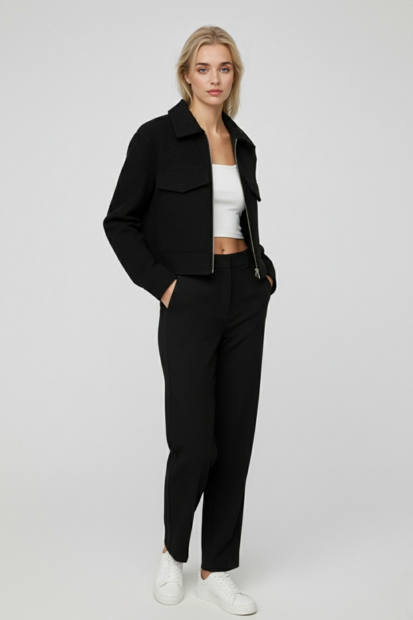 Jacket : Women's Black Full-Zip Fleece Jacket - Warm & Comfortable Outerwear in van Vanda Liamo
