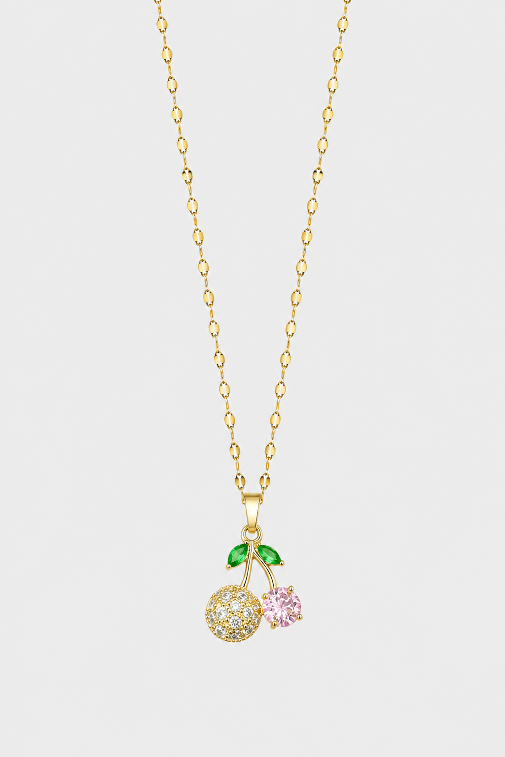 Delicate Gold Cherry Charm Necklace – Subtle Sparkle & Modern Style