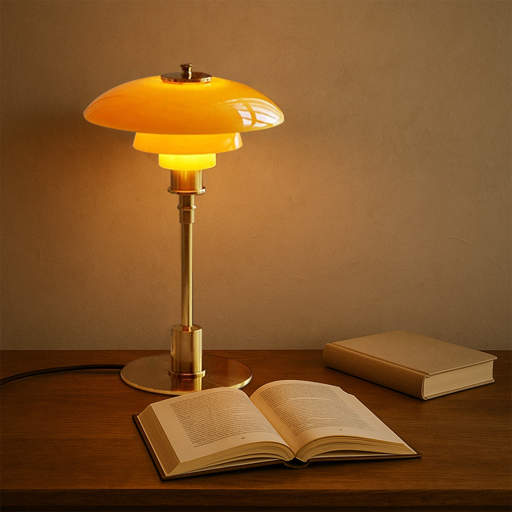 Modern Danish Designer Table Lamp - Layered Shade, LED