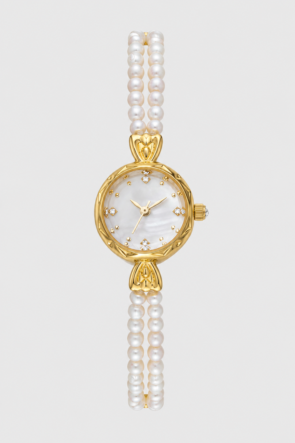 Elegant Bead-Bracelet Watch – Shimmering Dial with Lustrous Accents