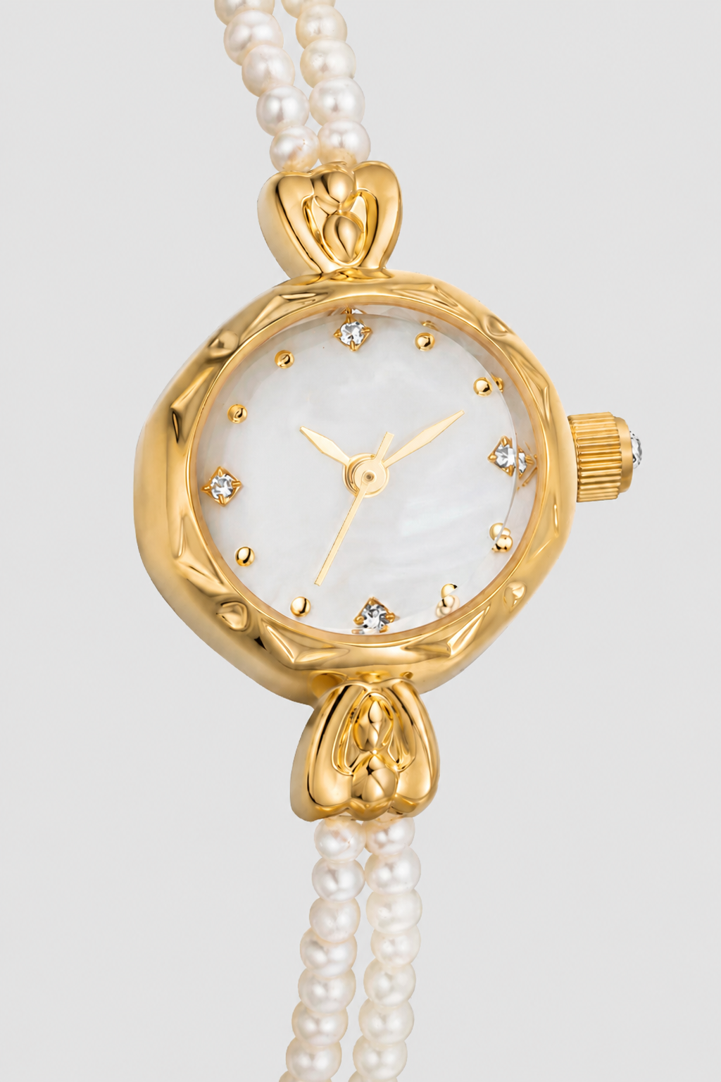 Elegant Bead-Bracelet Watch – Shimmering Dial with Lustrous Accents