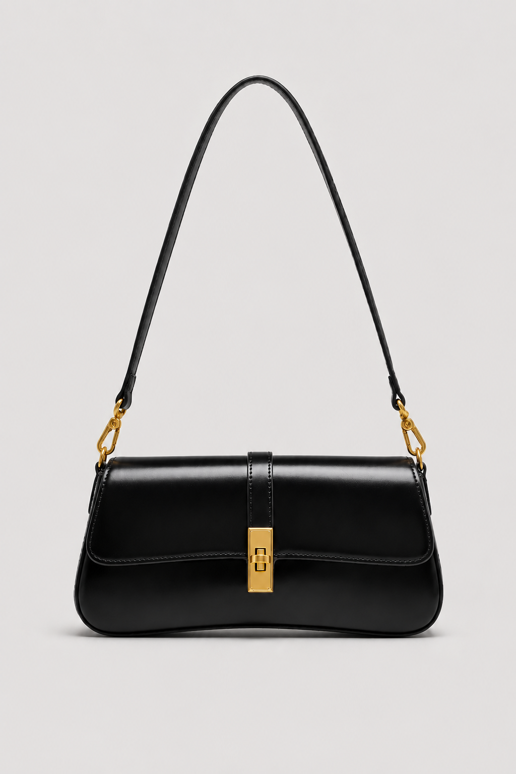 Elegant Compact Shoulder Bag – Clean Silhouette with Polished Accent