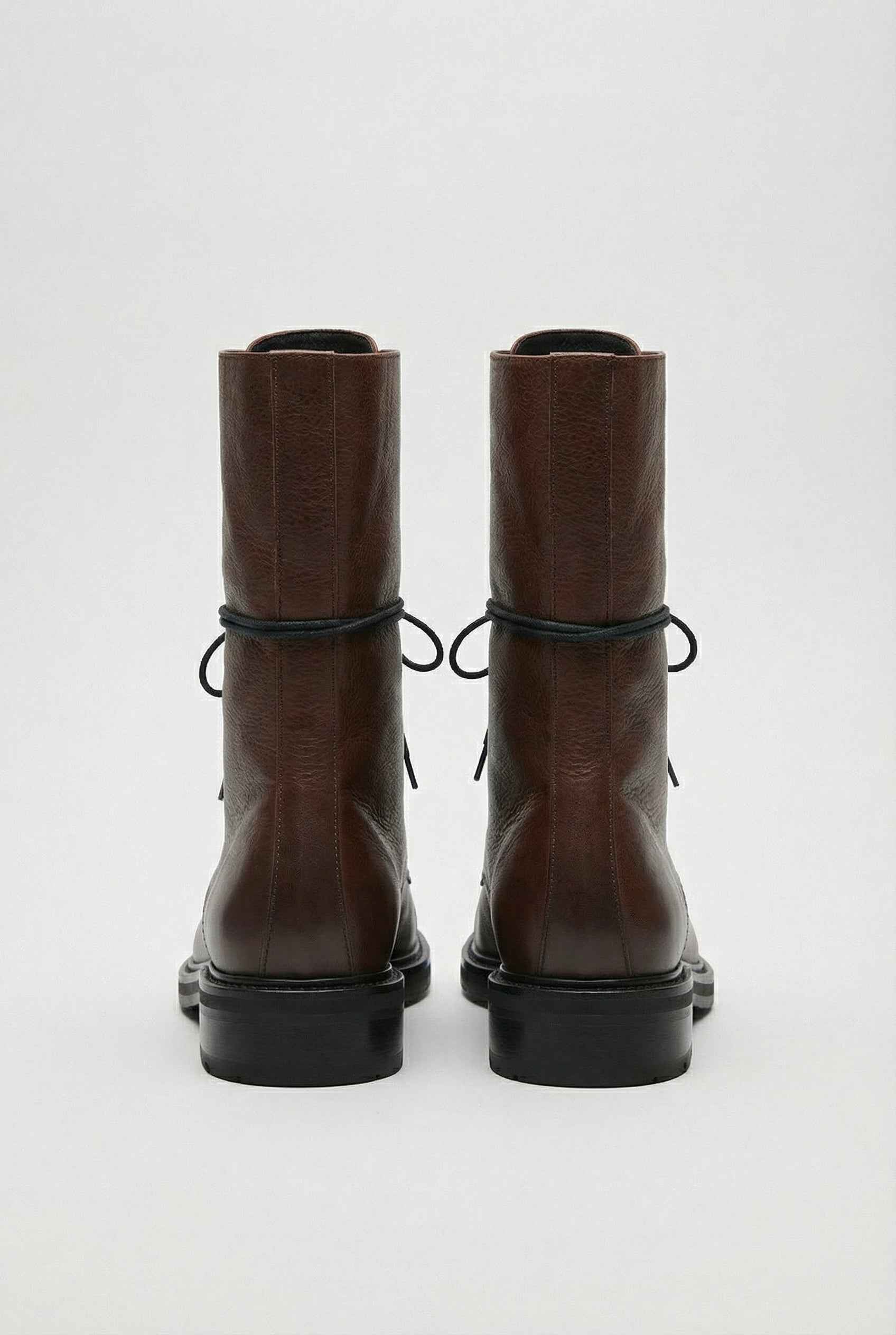 Boots : Women's Dark Brown Faux Leather Lace-Up Ankle Boots in van Vanda Liamo