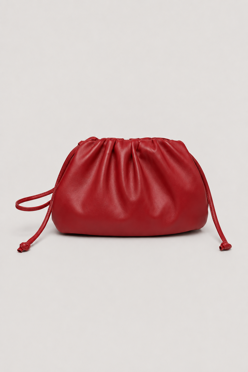 Crossbody Bag : Elegant Dumpling Crossbody Bag – Pleated Silhouette with Soft Drape in Red van Vandaliamo