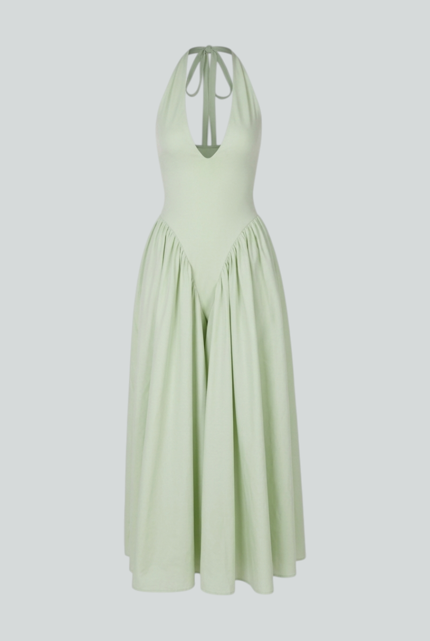 Women's Dresses : Women's Green Sculpted Midi Dress - Elegant & Flattering for Special Occasions in Green van Vanda Liamo