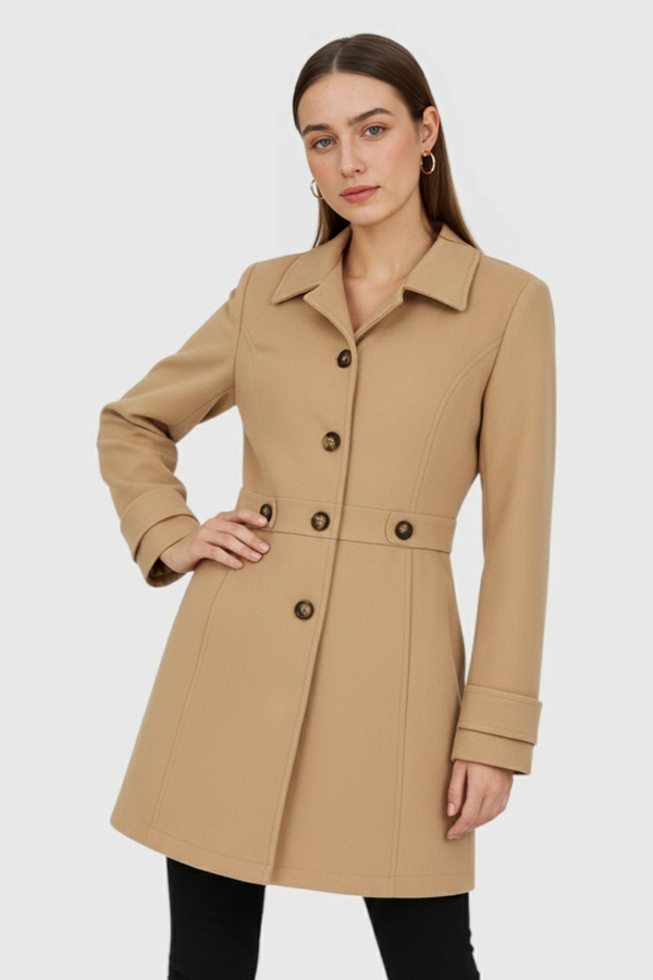 Mid-Length Khaki Winter Coat