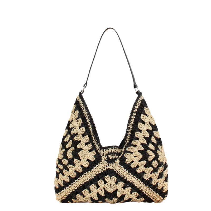 Handmade Crochet Shoulder Bag - Spacious Boho Shopper for Daily Use