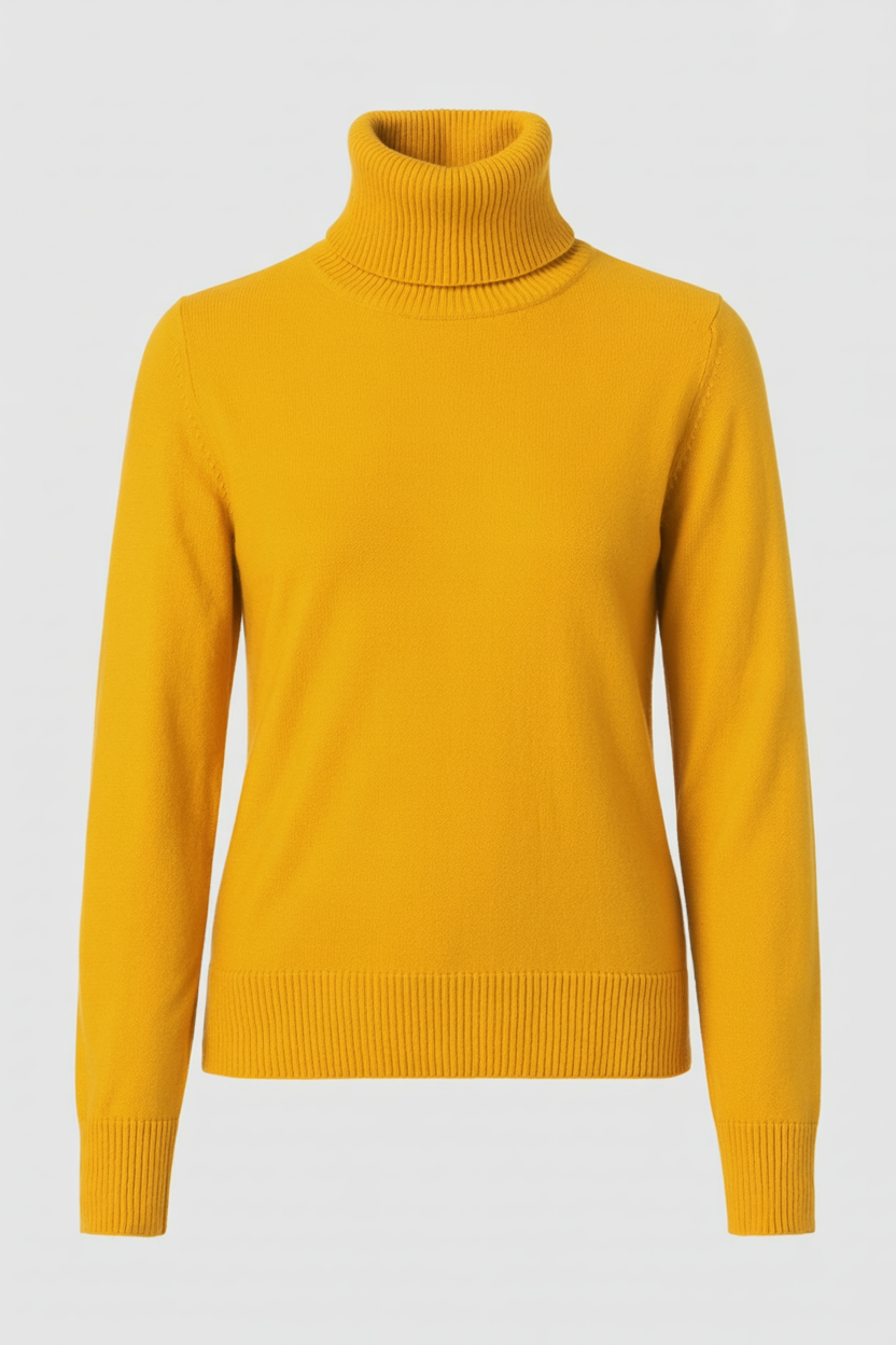 Women's Sweaters : Yellow Fleece Lined Thermal Turtleneck Sweater in Yellow van Vanda Liamo