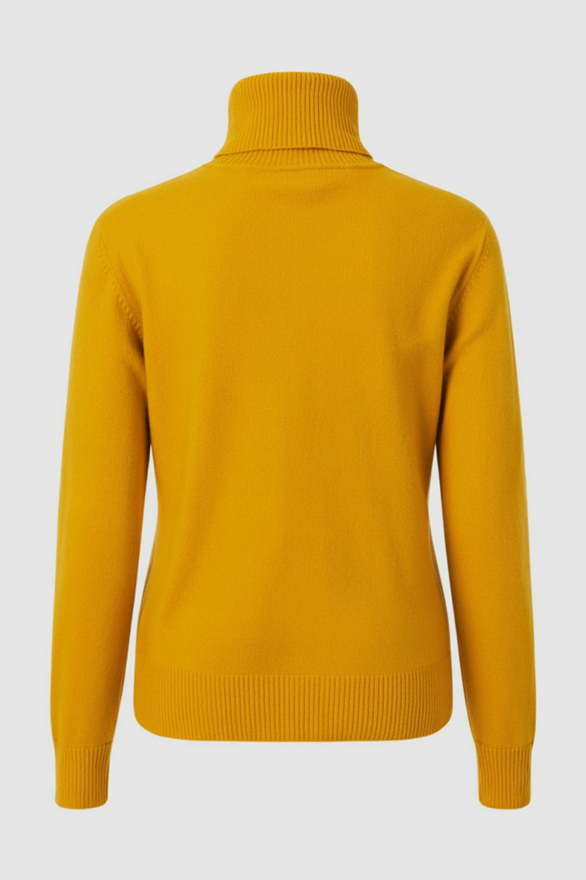 Women's Sweaters : Yellow Fleece Lined Thermal Turtleneck Sweater in van Vanda Liamo