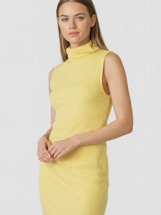 Women's Yellow Knit Skirt & Top Set - High-Quality