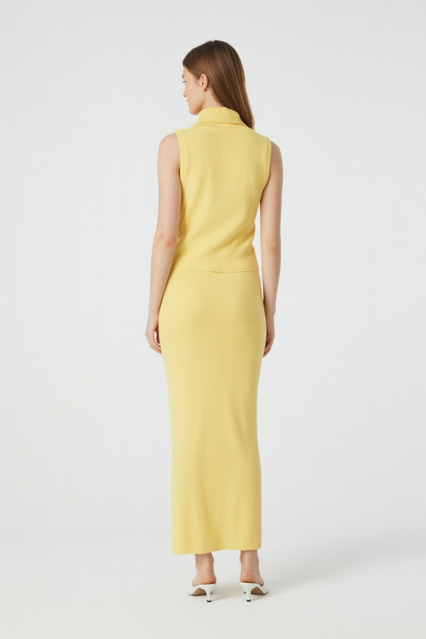 Women's Set : Women's Yellow Knit Skirt & Top Set - High-Quality in van Vanda Liamo