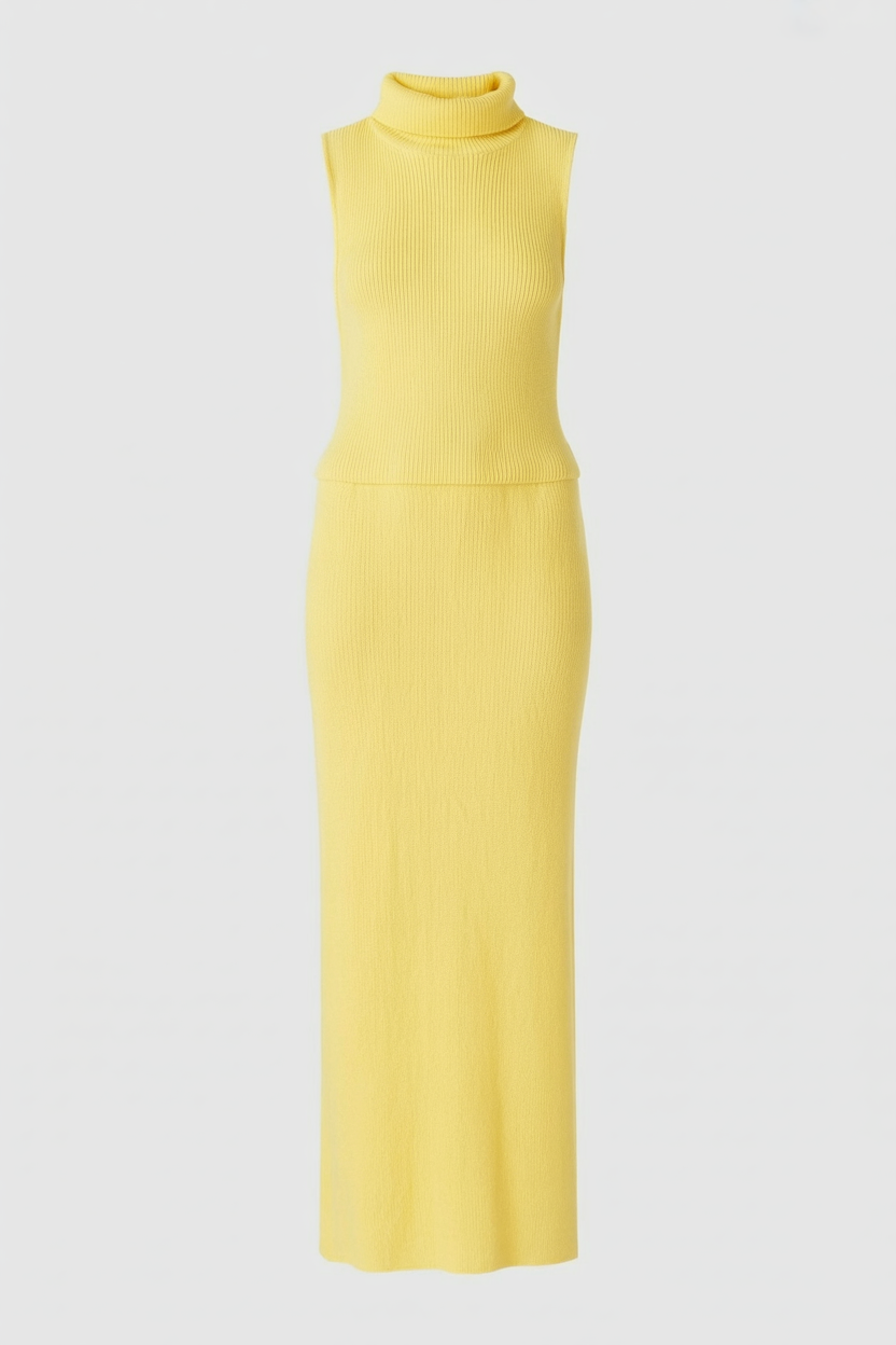 Women's Set : Women's Yellow Knit Skirt & Top Set - High-Quality in Yellow One Size van Vanda Liamo