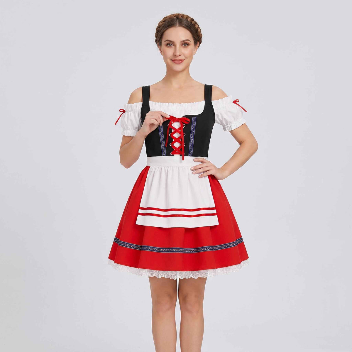 Gifts – Seasonal – Oktoberfest : Dirndl Dress for Women - Red Lace, Oktoberfest Style in van Vanda Liamo