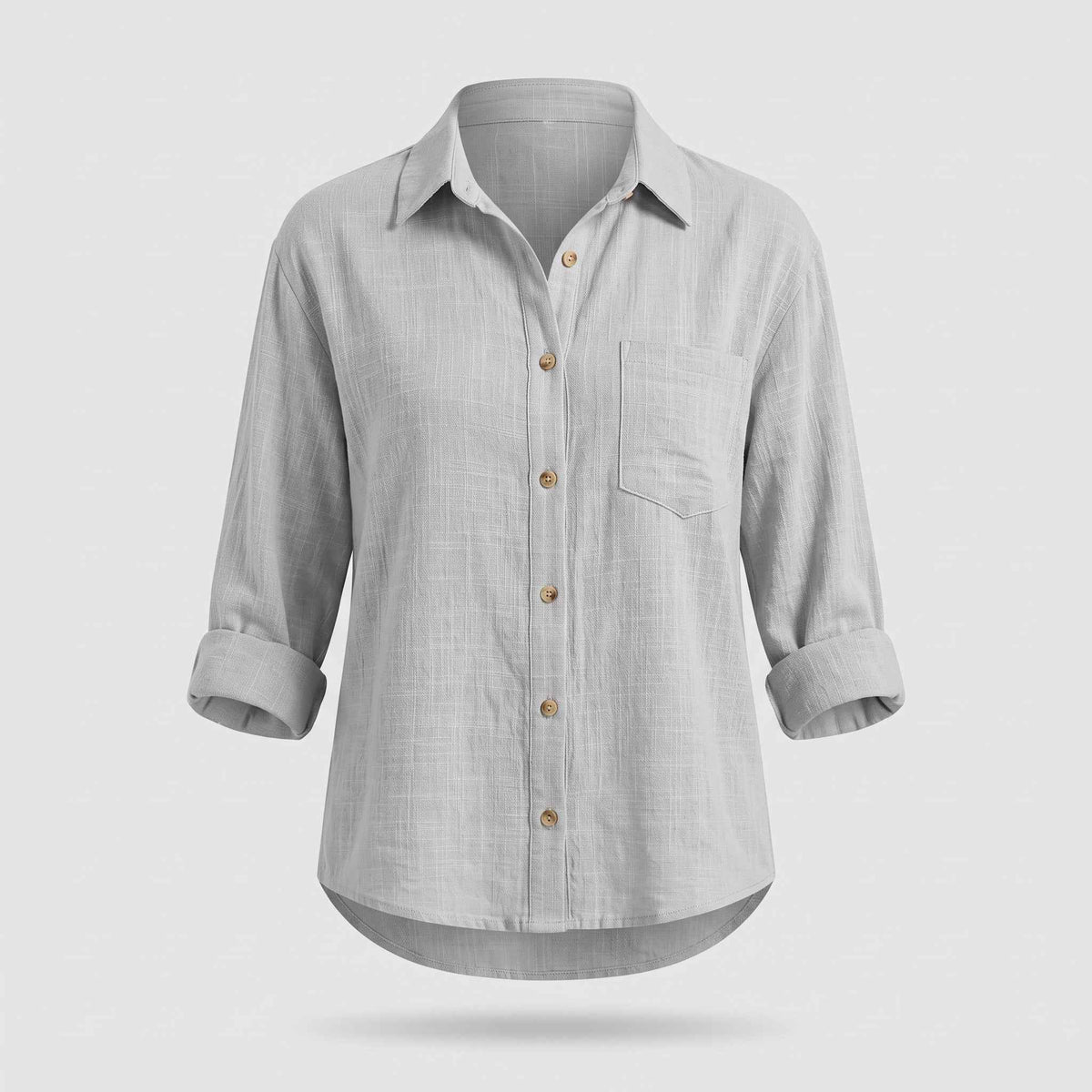 Fashion : Women's Relaxed Fit Shirt - Loose Casual Blouse in Gray van Vanda Liamo