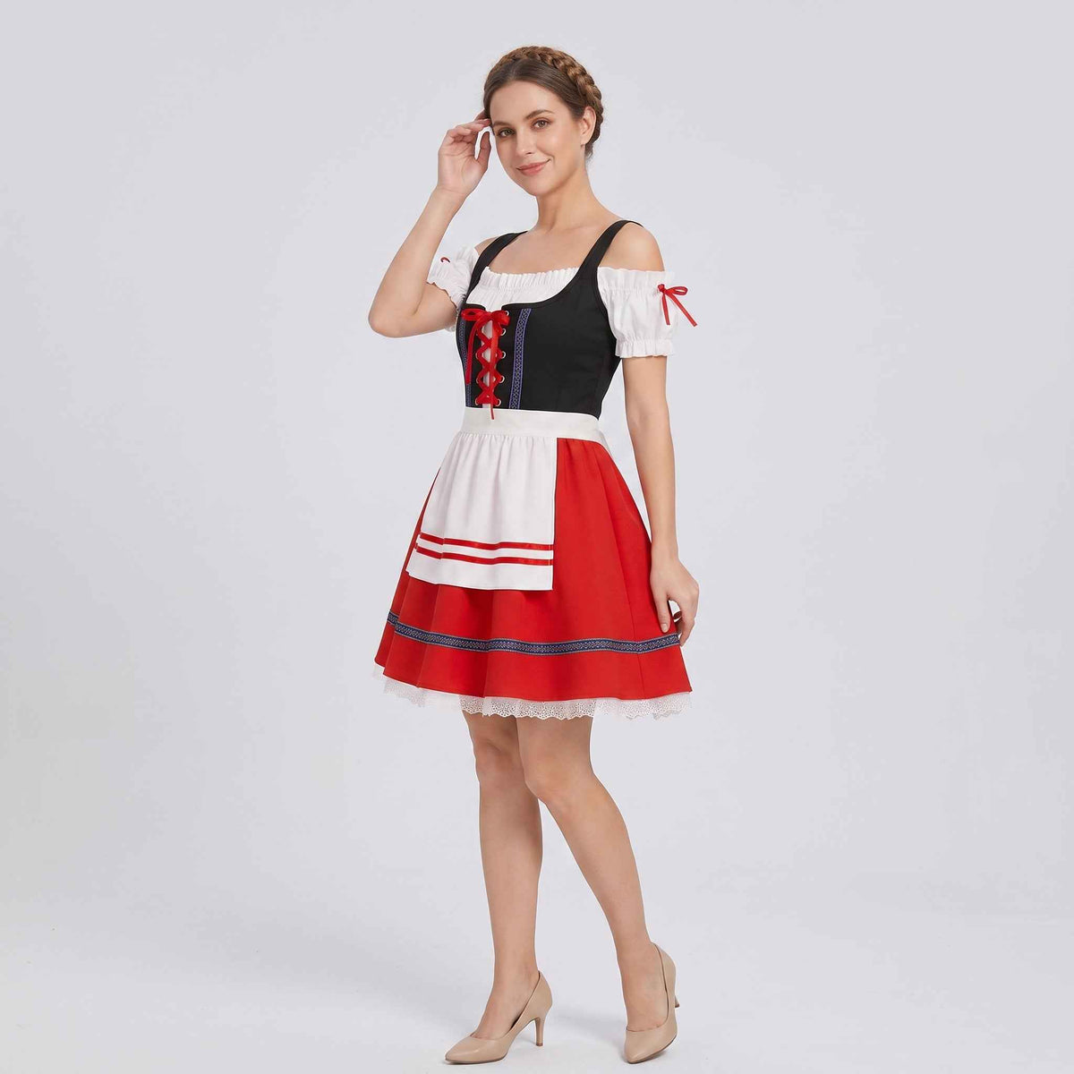 Gifts – Seasonal – Oktoberfest : Dirndl Dress for Women - Red Lace, Oktoberfest Style in van Vanda Liamo