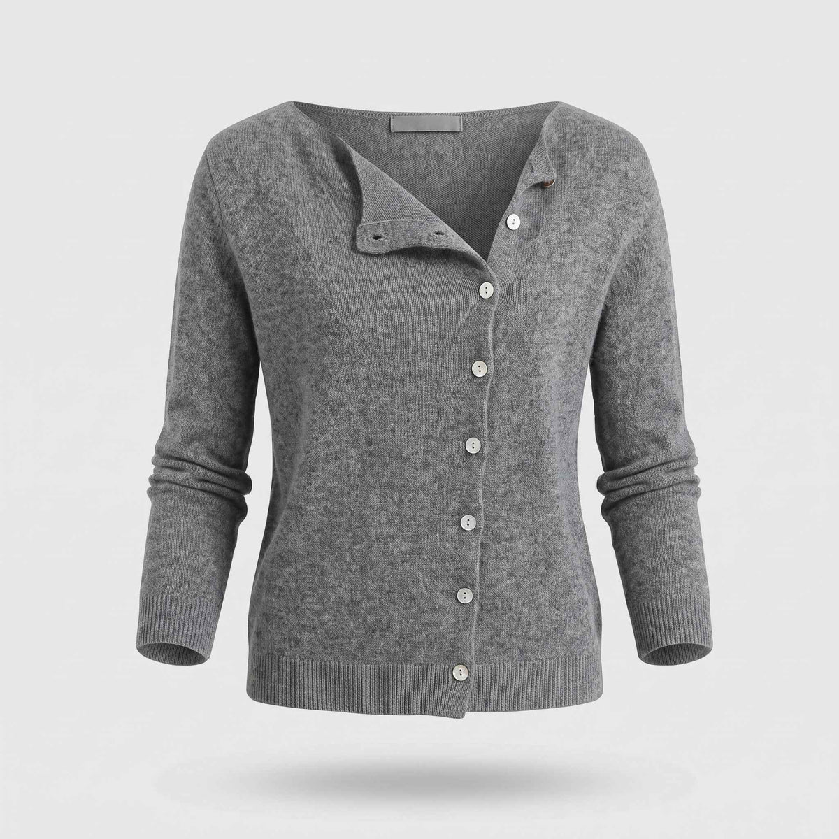 Fashion : Women's Elegant Wool Cardigan - Lightweight Layering Piece in Gray van Vanda Liamo