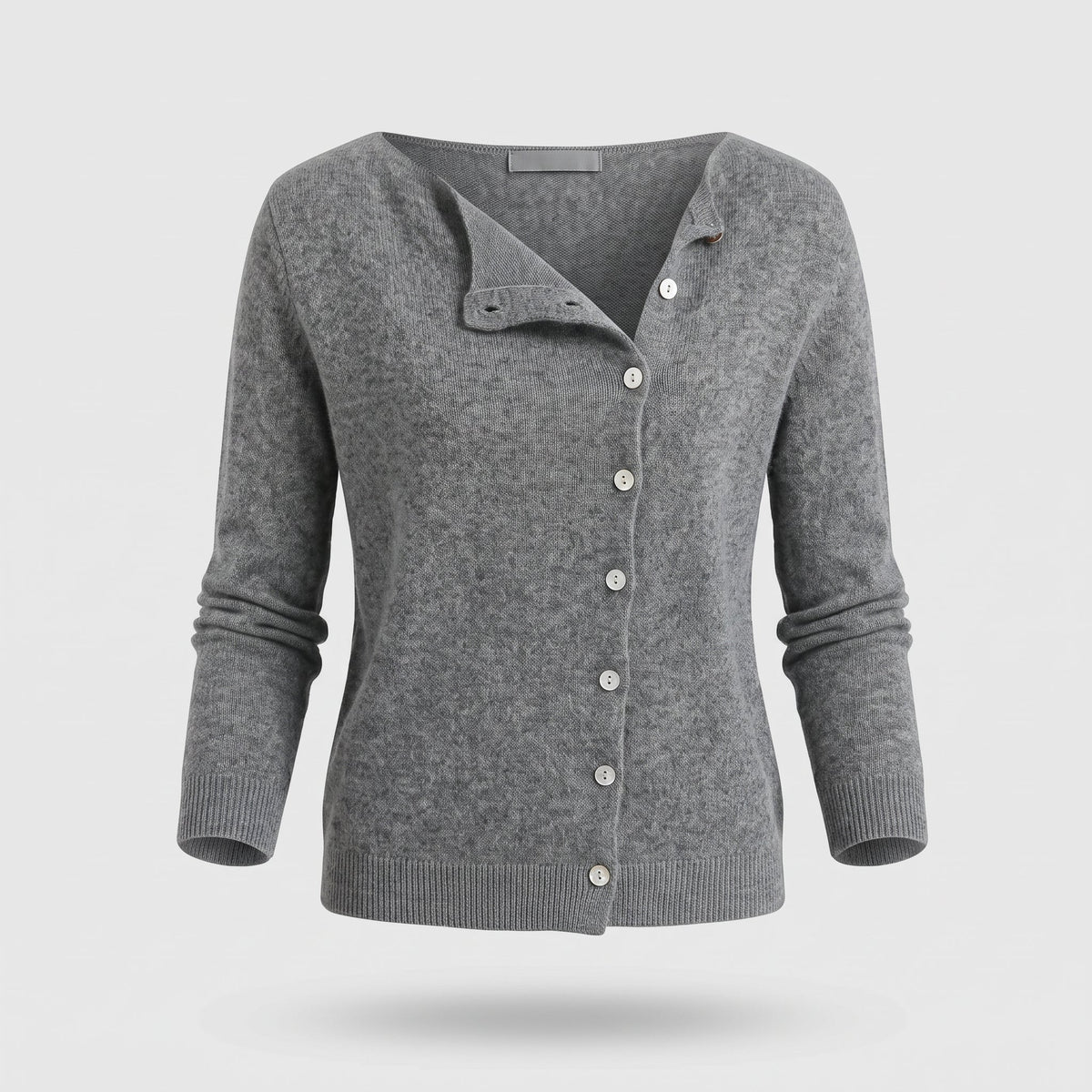 Fashion : Women's Elegant Wool Cardigan - Lightweight Layering Piece in Gray van Vanda Liamo