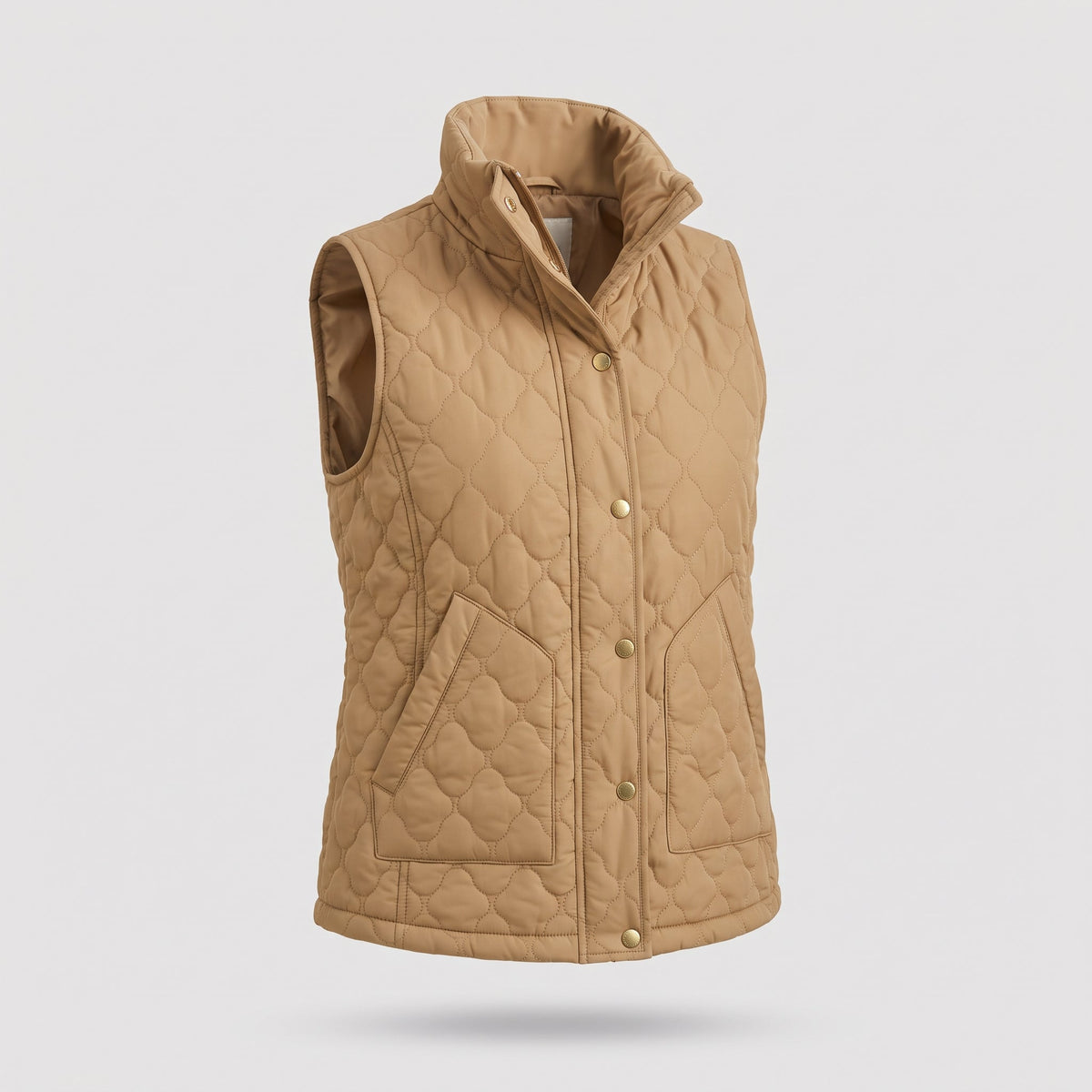 Vest : Women's Quilted Sleeveless Vest in Khaki van Vandaliamo