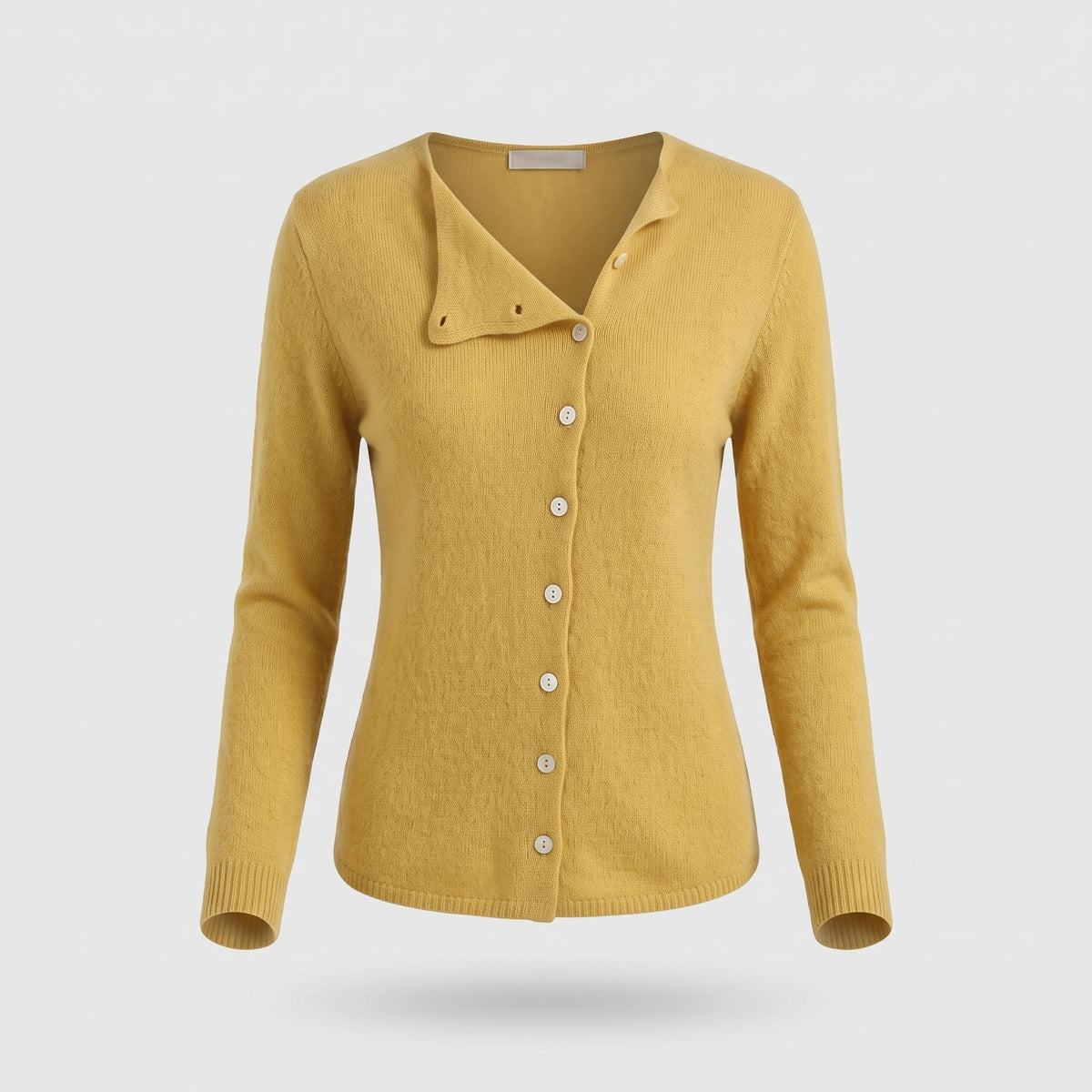 Fashion : Women's Elegant Wool Cardigan - Lightweight Layering Piece in Yellow van Vanda Liamo