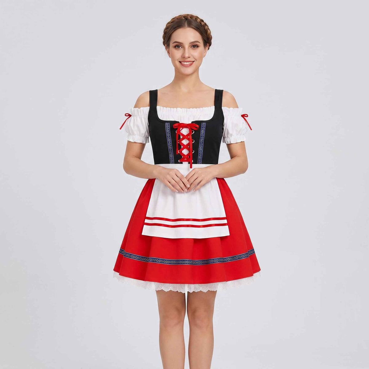 Gifts – Seasonal – Oktoberfest : Dirndl Dress for Women - Red Lace, Oktoberfest Style in van Vanda Liamo
